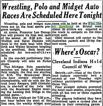 Flint Motor Speedway - Sept 1940 Article